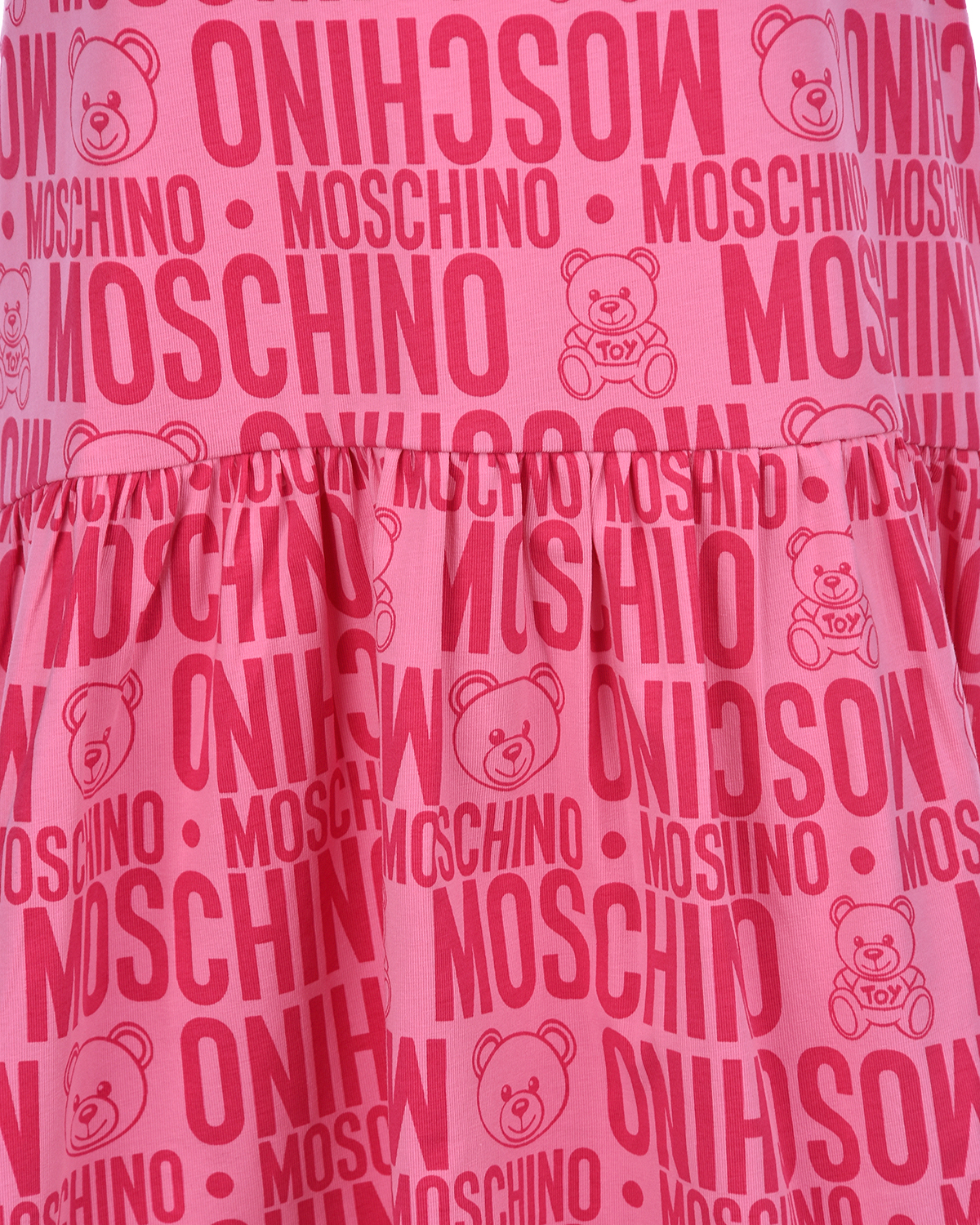 Розовое платье с логотипом Moschino детское, размер 116, цвет розовый - фото 4