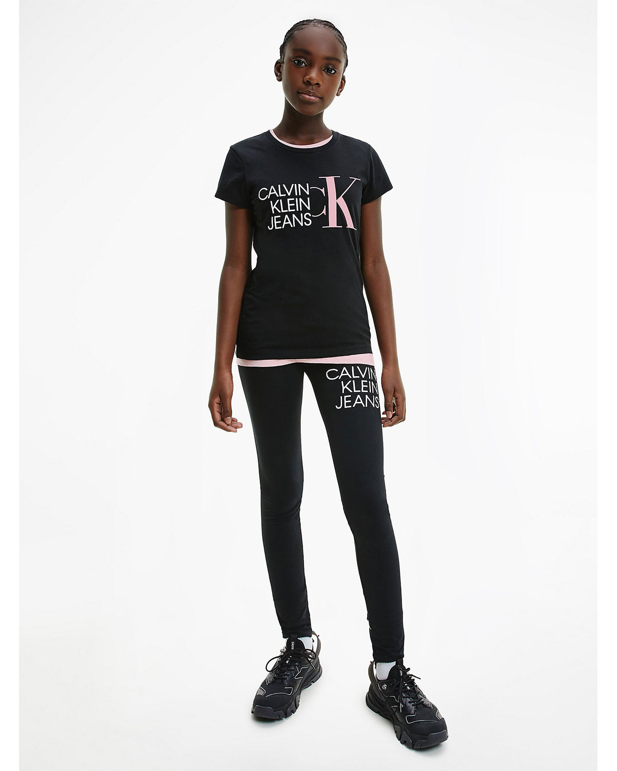 Черные леггинсы с логотипом Calvin Klein детские, размер 140, цвет черный - фото 2