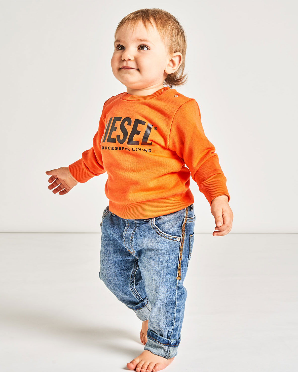 Оранжевый свитшот с логотипом Diesel детский, размер 80 - фото 2