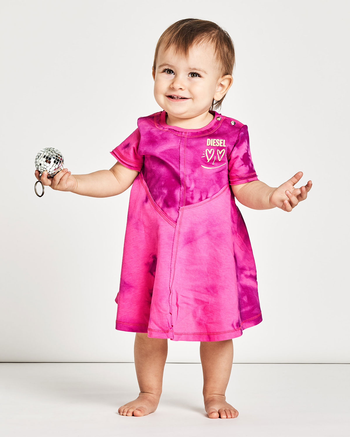 Платье цвета фуксии в стиле tie-dye Diesel детское, размер 92 - фото 2