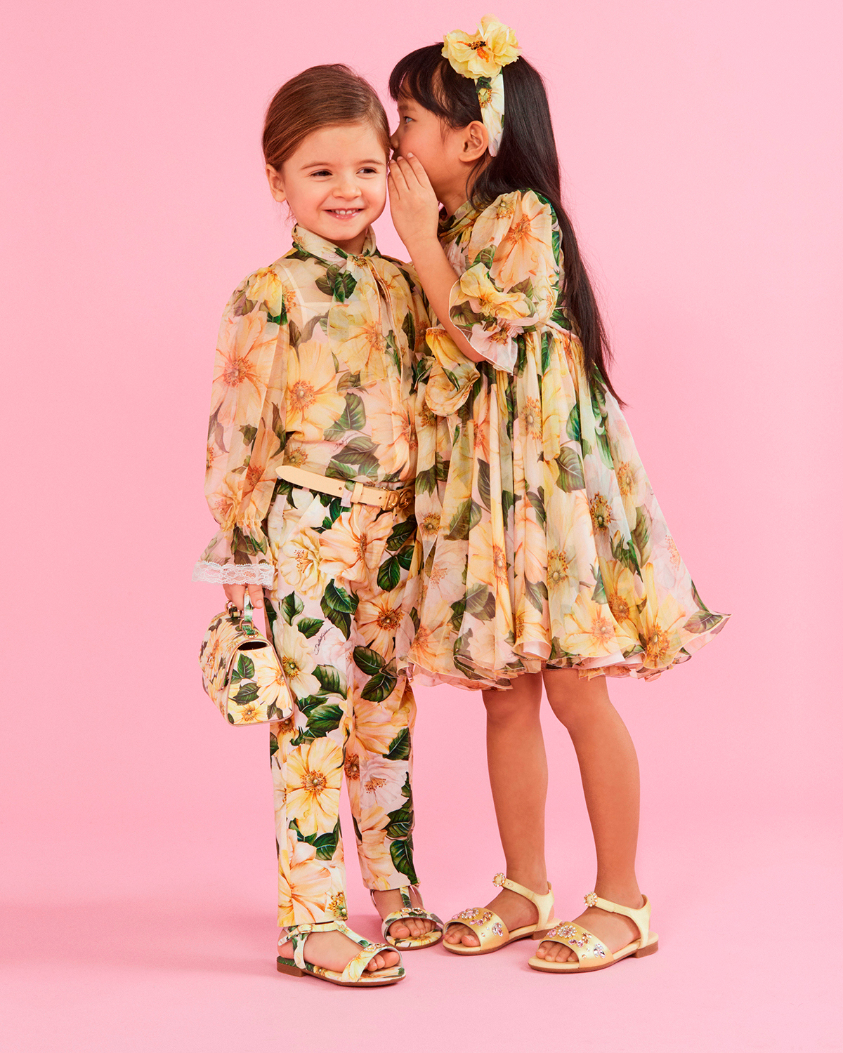 Брюки с цветочным принтом "камелии" Dolce&Gabbana детские, размер 98 - фото 2