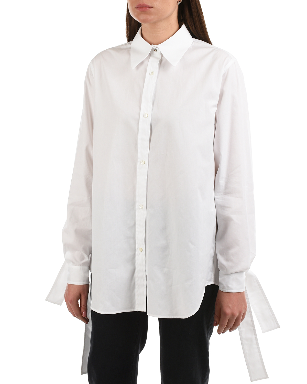 Удлиненная белая рубашка No. 21, размер 42, цвет белый - фото 10