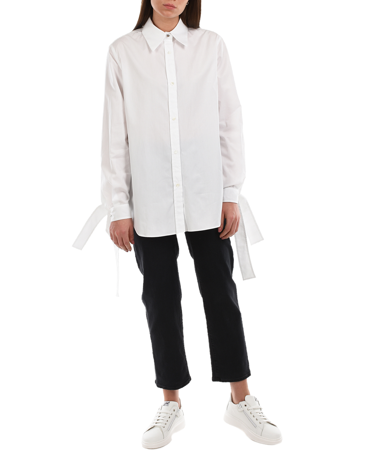 Удлиненная белая рубашка No. 21, размер 42, цвет белый - фото 4