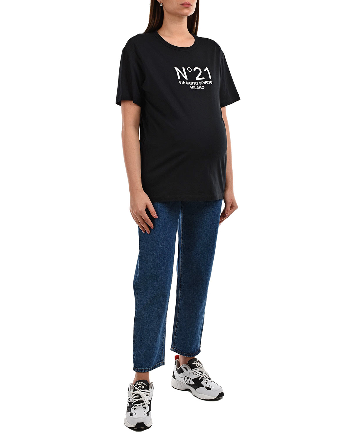 Черная базовая футболка с логотипом No. 21, размер 42, цвет черный - фото 4