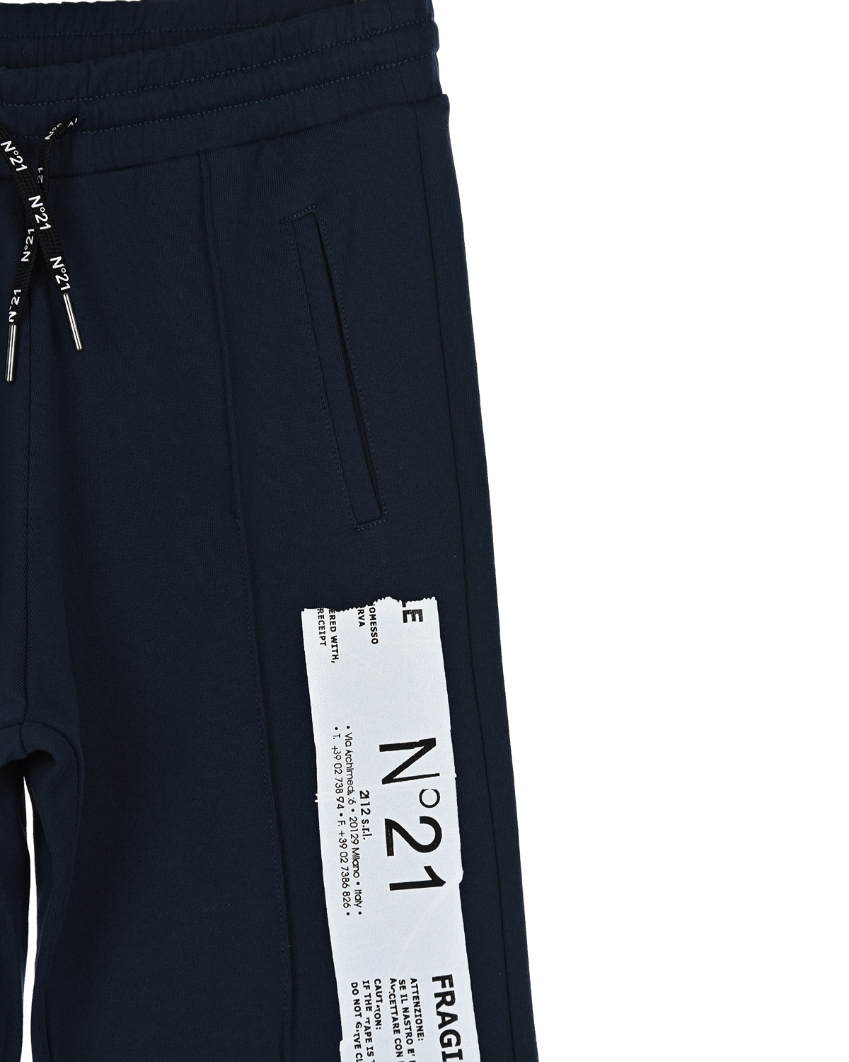 Спортивные брюки с принтом в виде этикетки "fragile" No. 21 детские, размер 152, цвет синий - фото 4