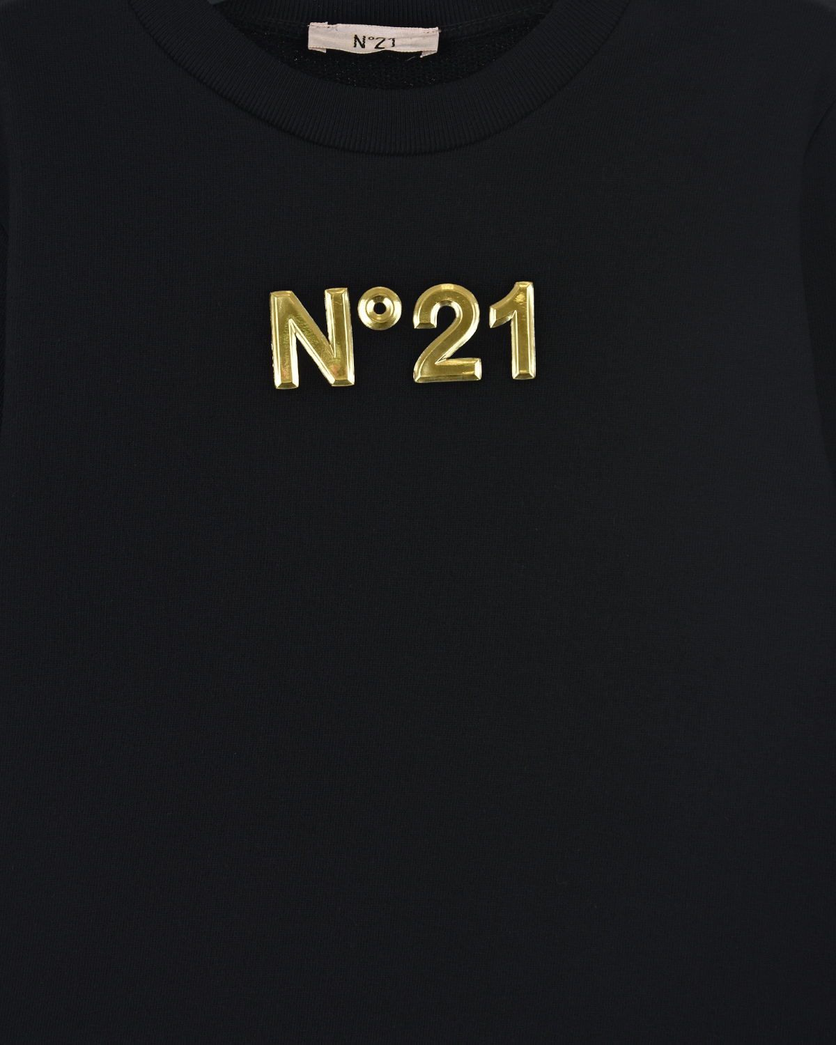 Черный свитшот с золотистым логотипом No. 21 детский, размер 128 - фото 3