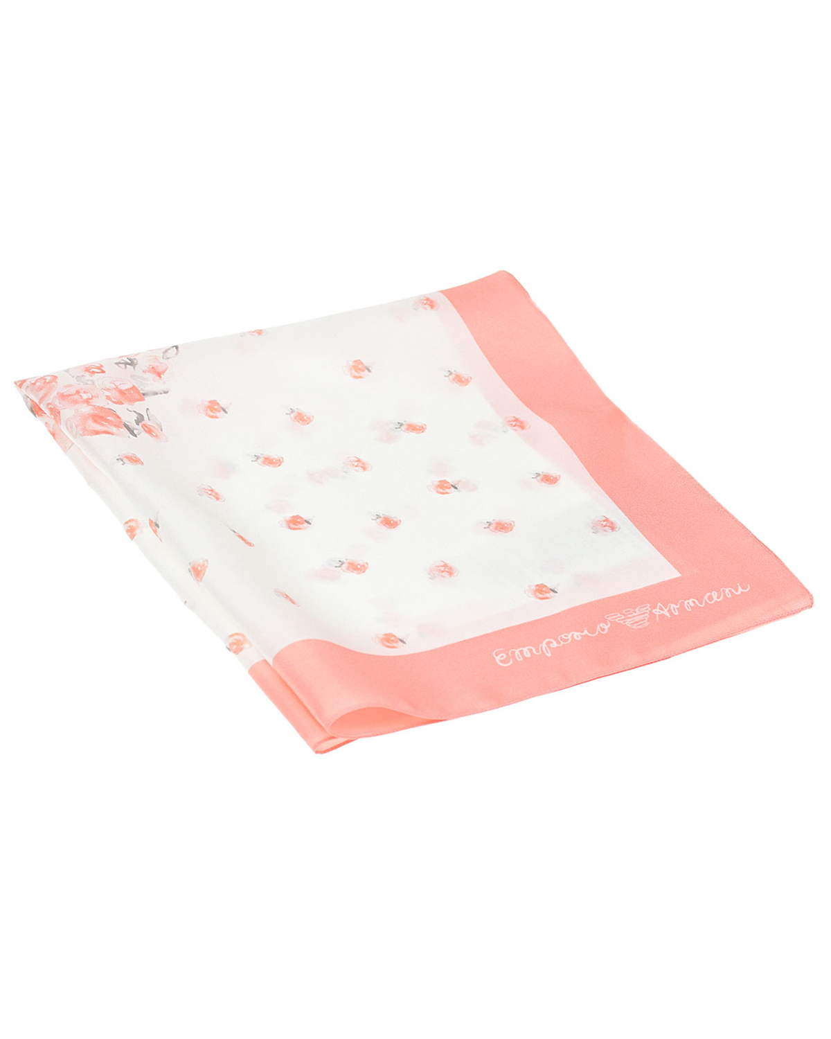 Бело-розовый платок из шелка Emporio Armani детское, размер unica, цвет мультиколор