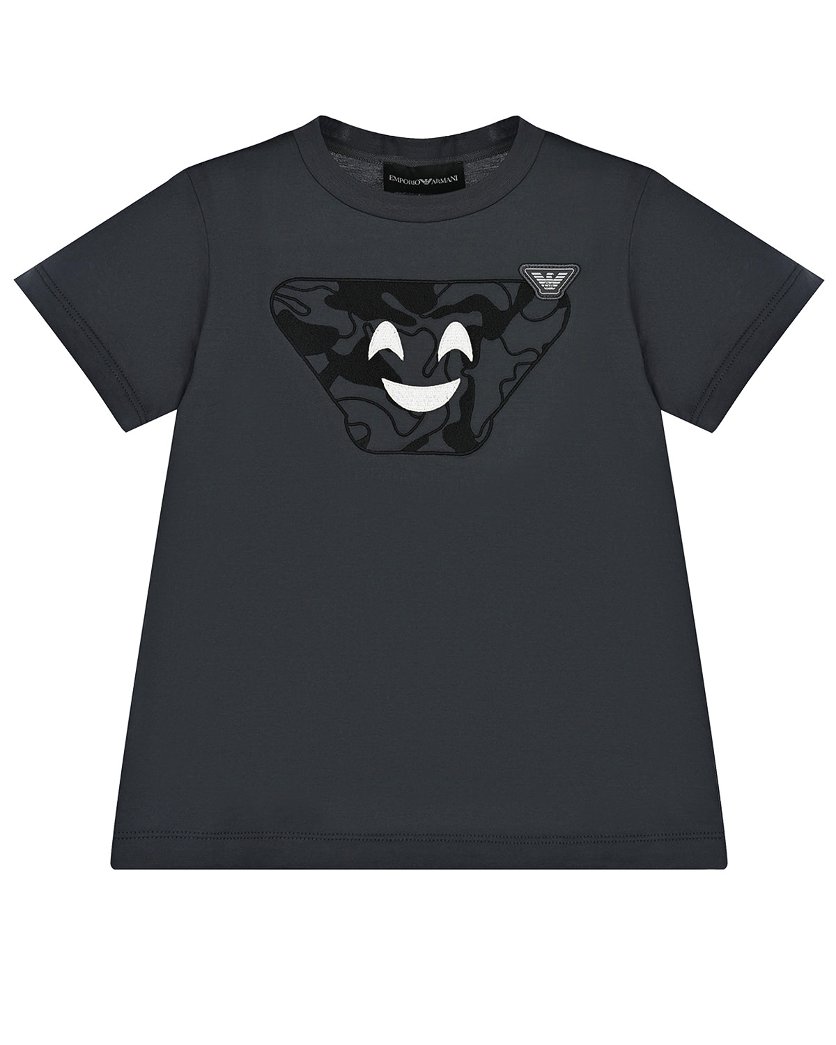 Серая футболка с принтом "смайл" Emporio Armani детская, размер 104, цвет серый - фото 1