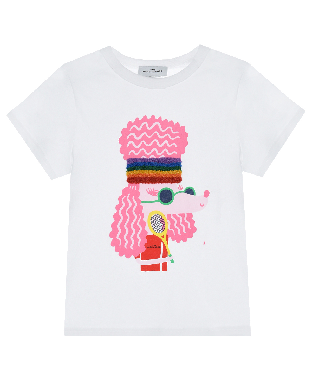 Купить Белая футболка с принтом розовый пудель Marc Jacobs (The) детская, Белый, 100%хлопок, 96%хлопок+4%эластан