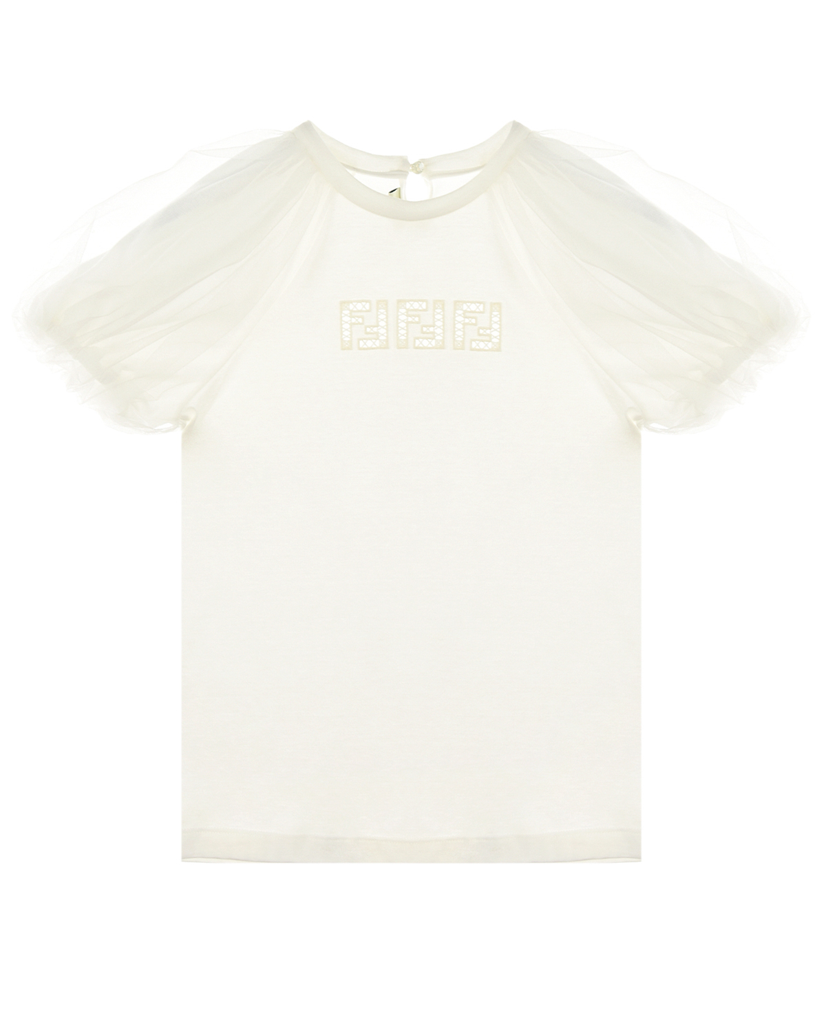 Белая футболка с рукавами-фонариками Fendi детская, размер 128, цвет белый - фото 1