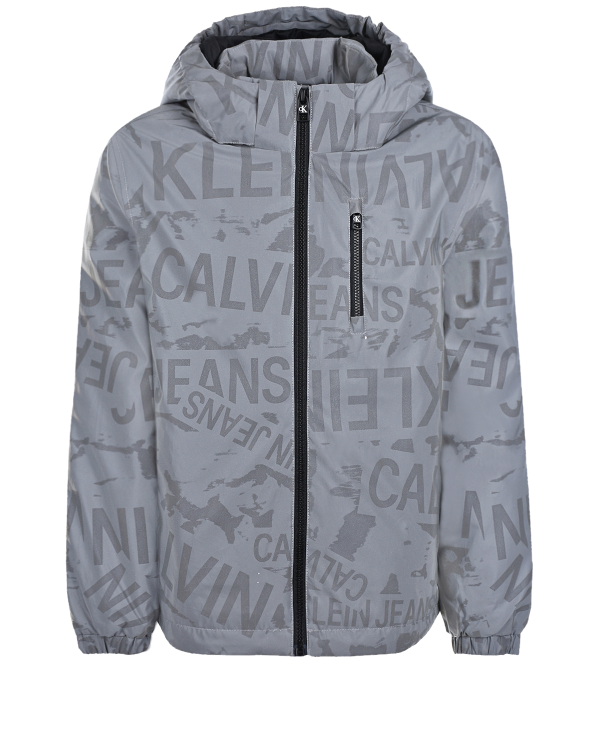 Серая куртка со сплошным логотипом Calvin Klein детская, размер 128, цвет серый - фото 1