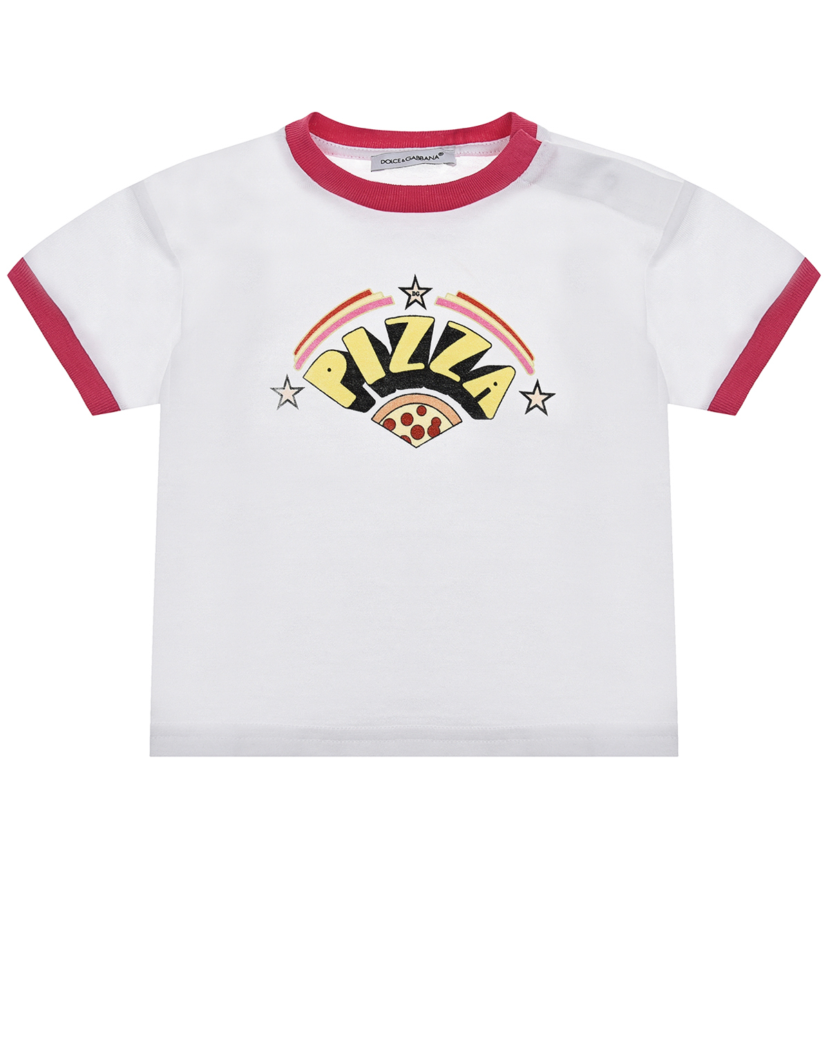 Купить Белая футболка с принтом пицца Dolce&Gabbana детская, Белый, 100%хлопок
