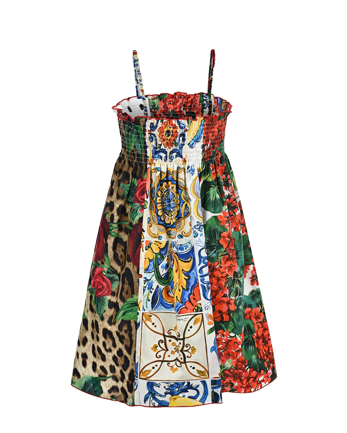 Хлопковый сарафан на тонких бретелях Dolce&Gabbana детский, размер 104, цвет мультиколор - фото 2