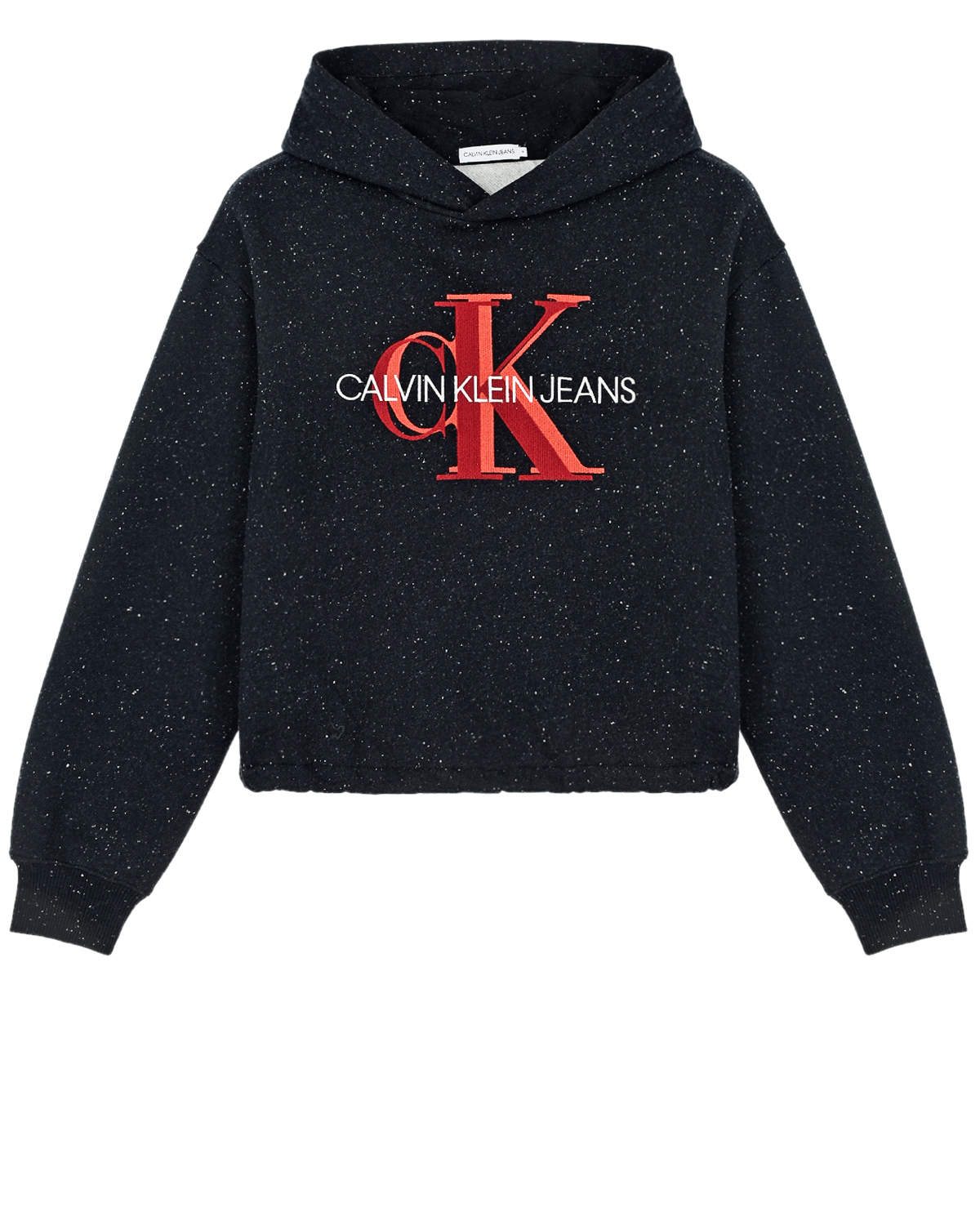 Черная толстовка-худи с красным логотипом Calvin Klein детская