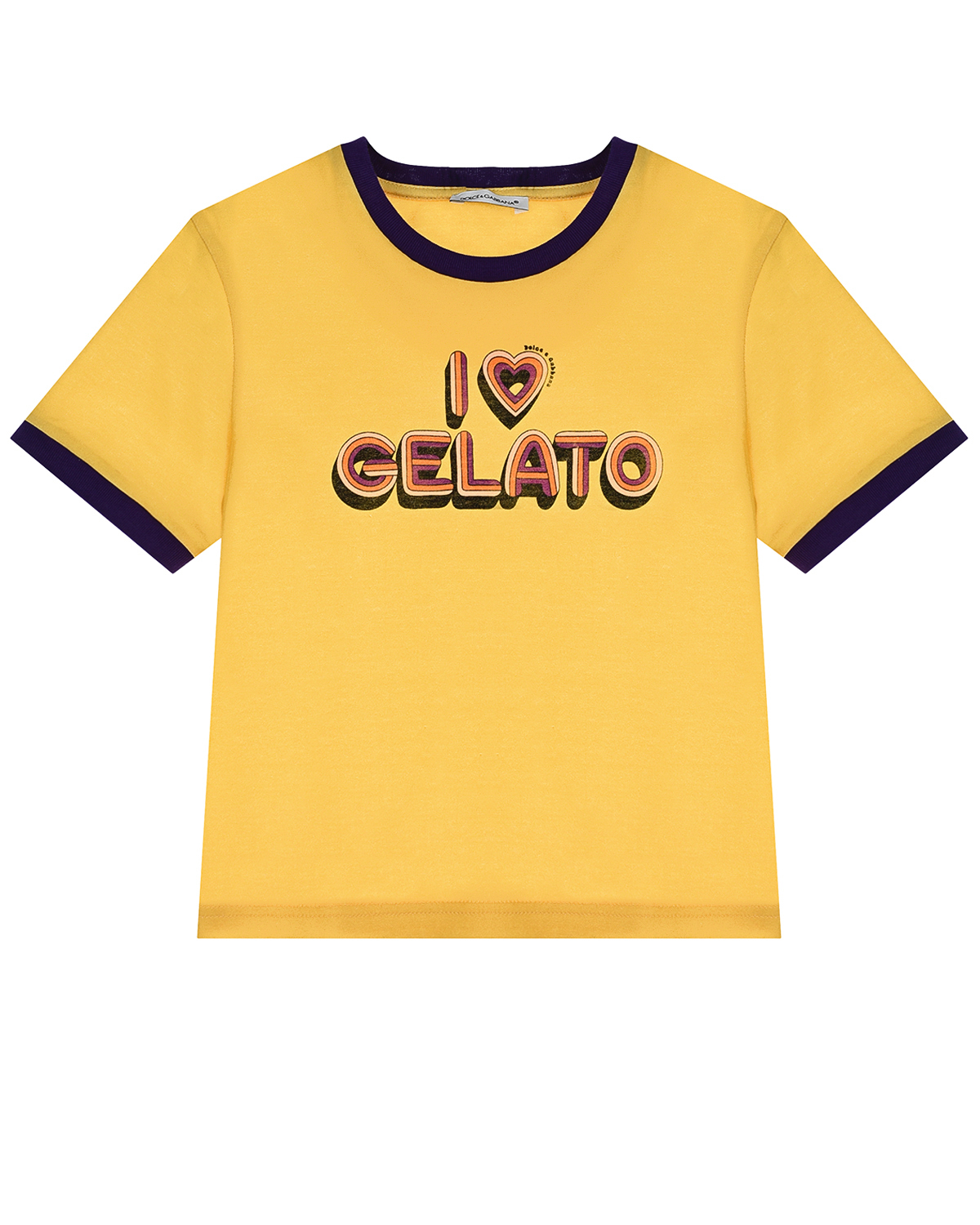 Желтая футболка с принтом "I love gelato" Dolce&Gabbana