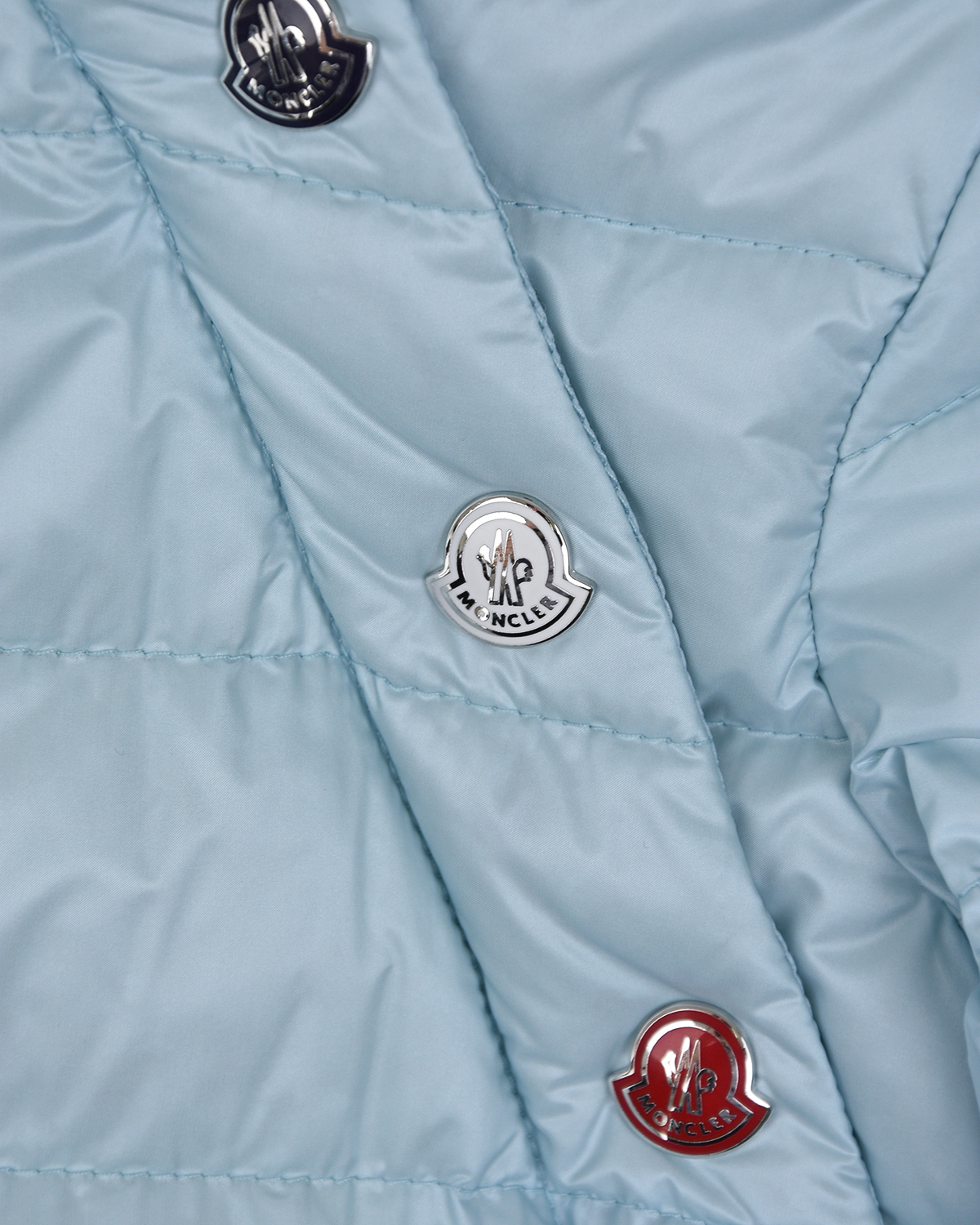 Голубой стеганый комбинезон с капюшоном Moncler детский, размер 62 - фото 3