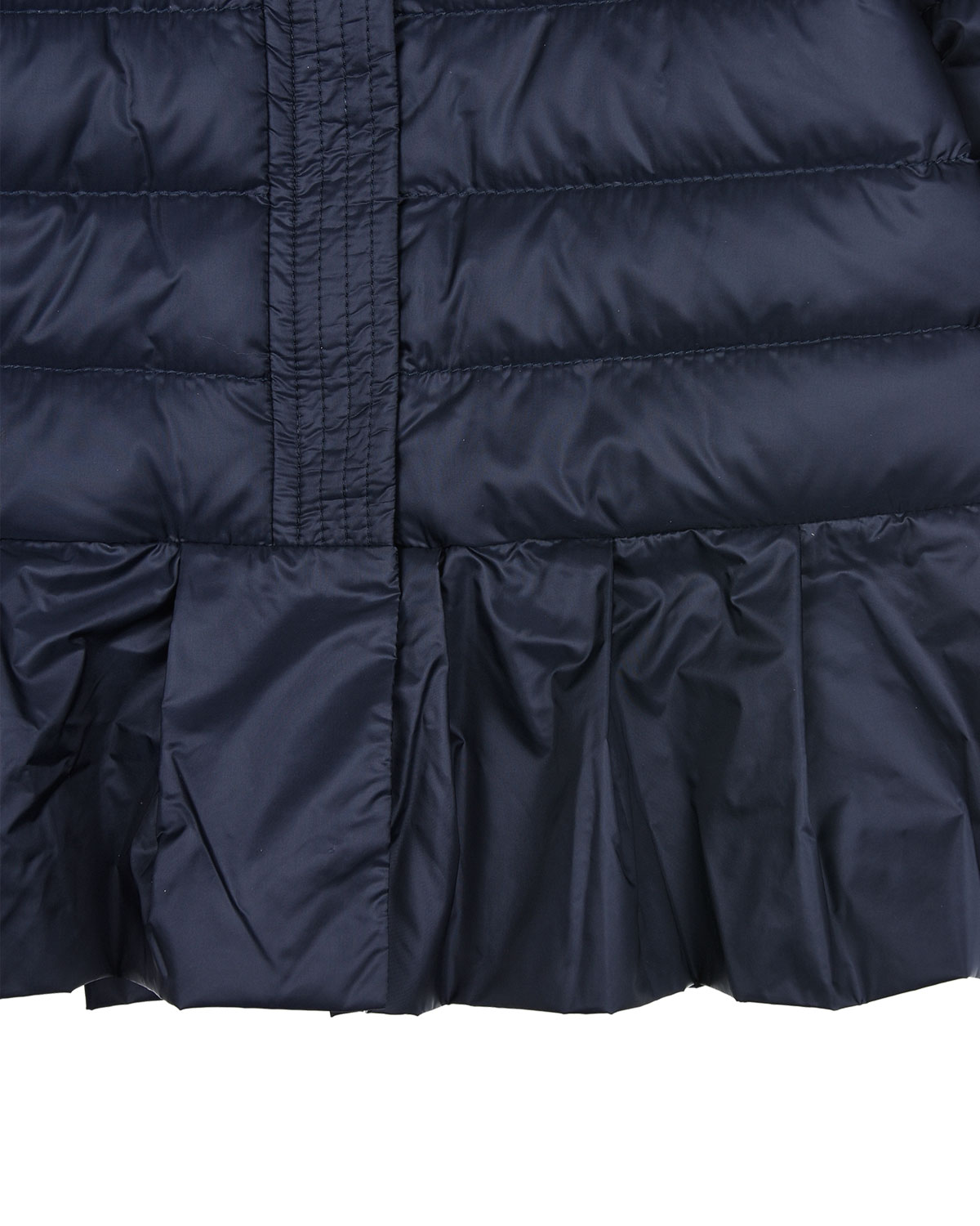 Стеганая куртка с рюшами Moncler детская, размер 92, цвет синий - фото 3