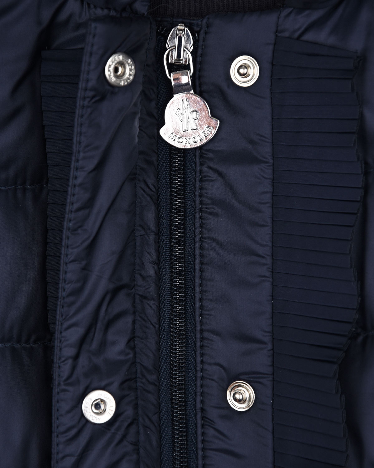 Стеганая куртка с рюшами Moncler детская, размер 92, цвет синий - фото 4