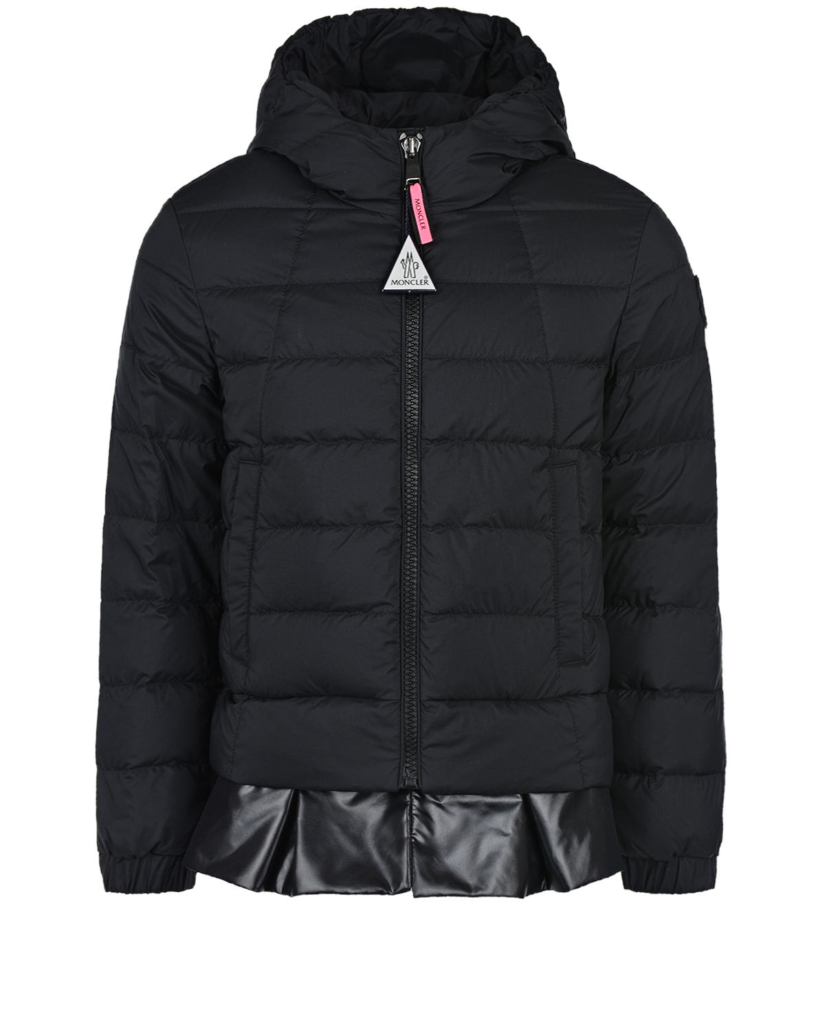 Черная куртка с глянцевой рюшей Moncler детская, размер 128, цвет черный - фото 1