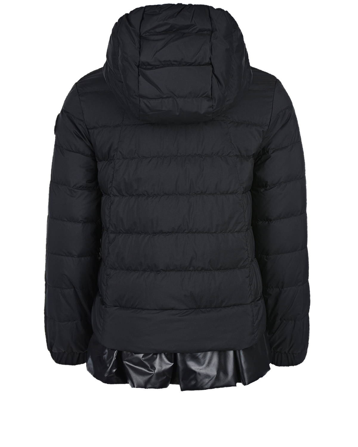 Черная куртка с глянцевой рюшей Moncler детская, размер 128, цвет черный - фото 2