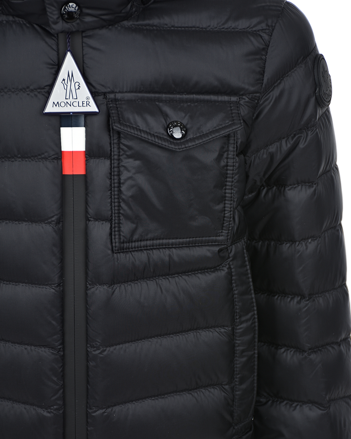 Черная куртка с накладным карманом Moncler детская, размер 104, цвет черный - фото 3