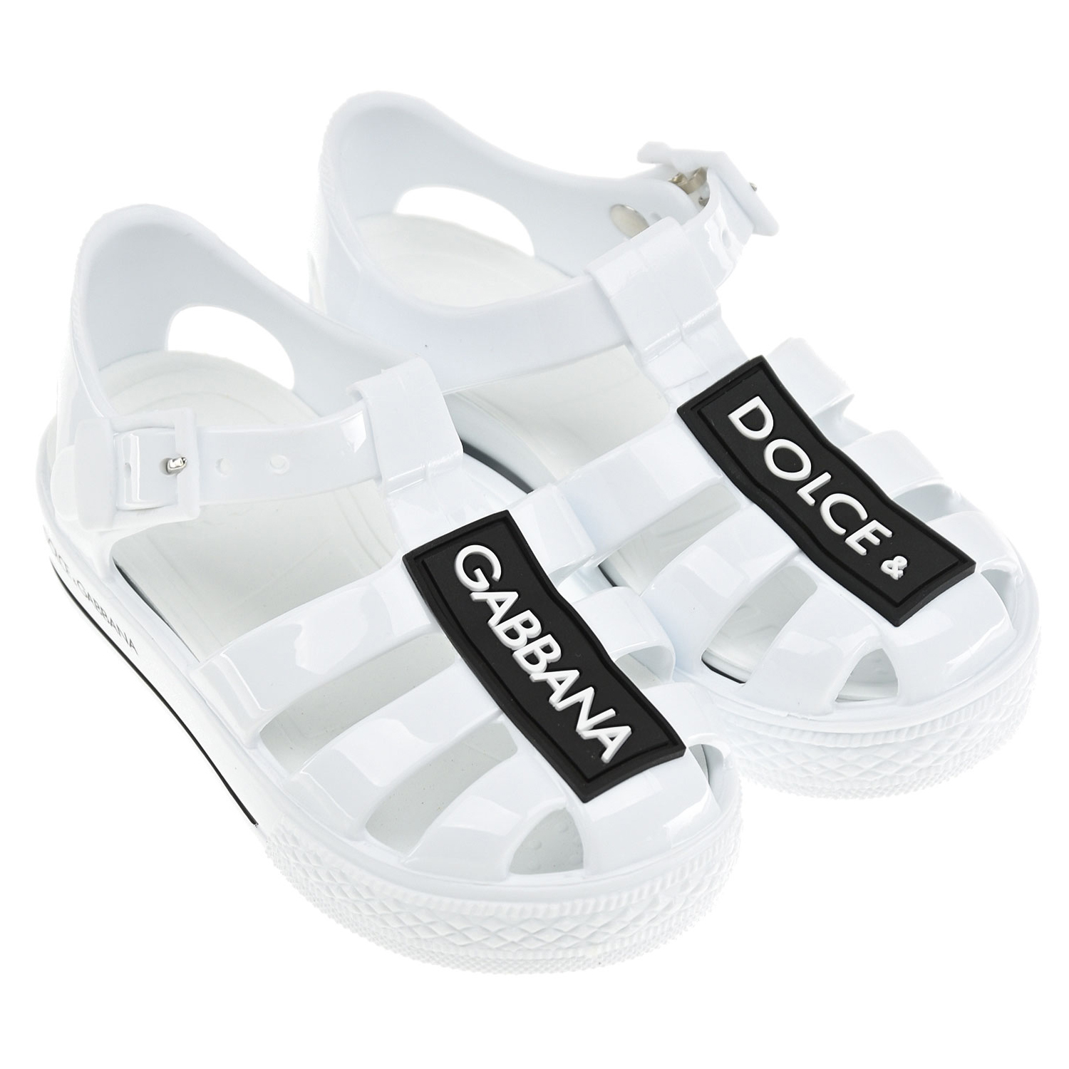 Белые сланцы с черным логотипом Dolce&Gabbana детские