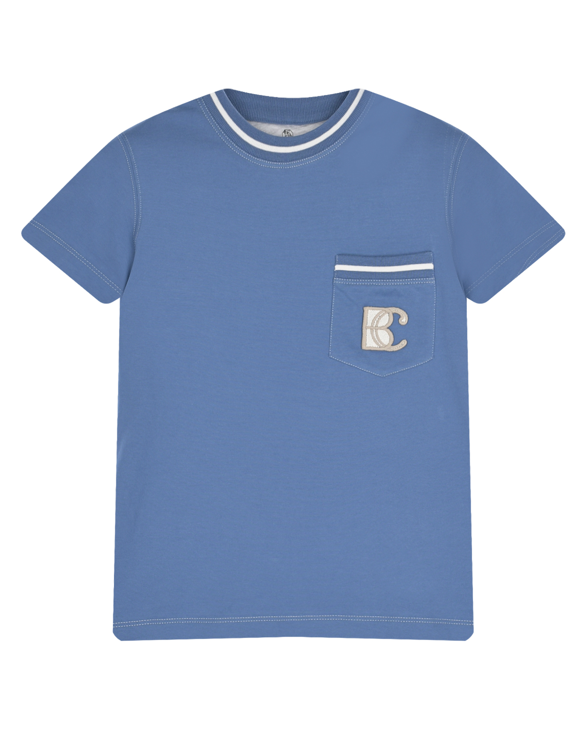 Синяя футболка с накладным карманом Brunello Cucinelli серая футболка с накладным карманом brunello cucinelli
