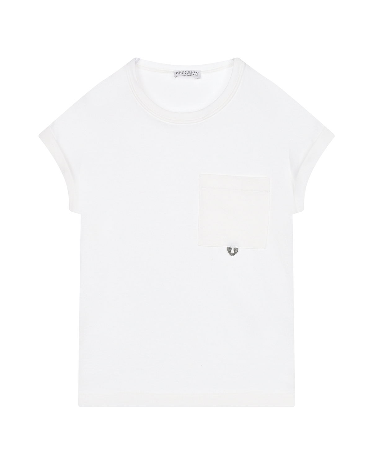 Белая футболка с накладным карманом Brunello Cucinelli футболка со стразами на кармане brunello cucinelli