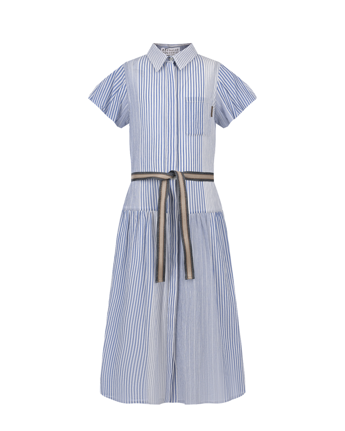Платье в сине-белую полоску Brunello Cucinelli, размер 152, цвет мультиколор - фото 1