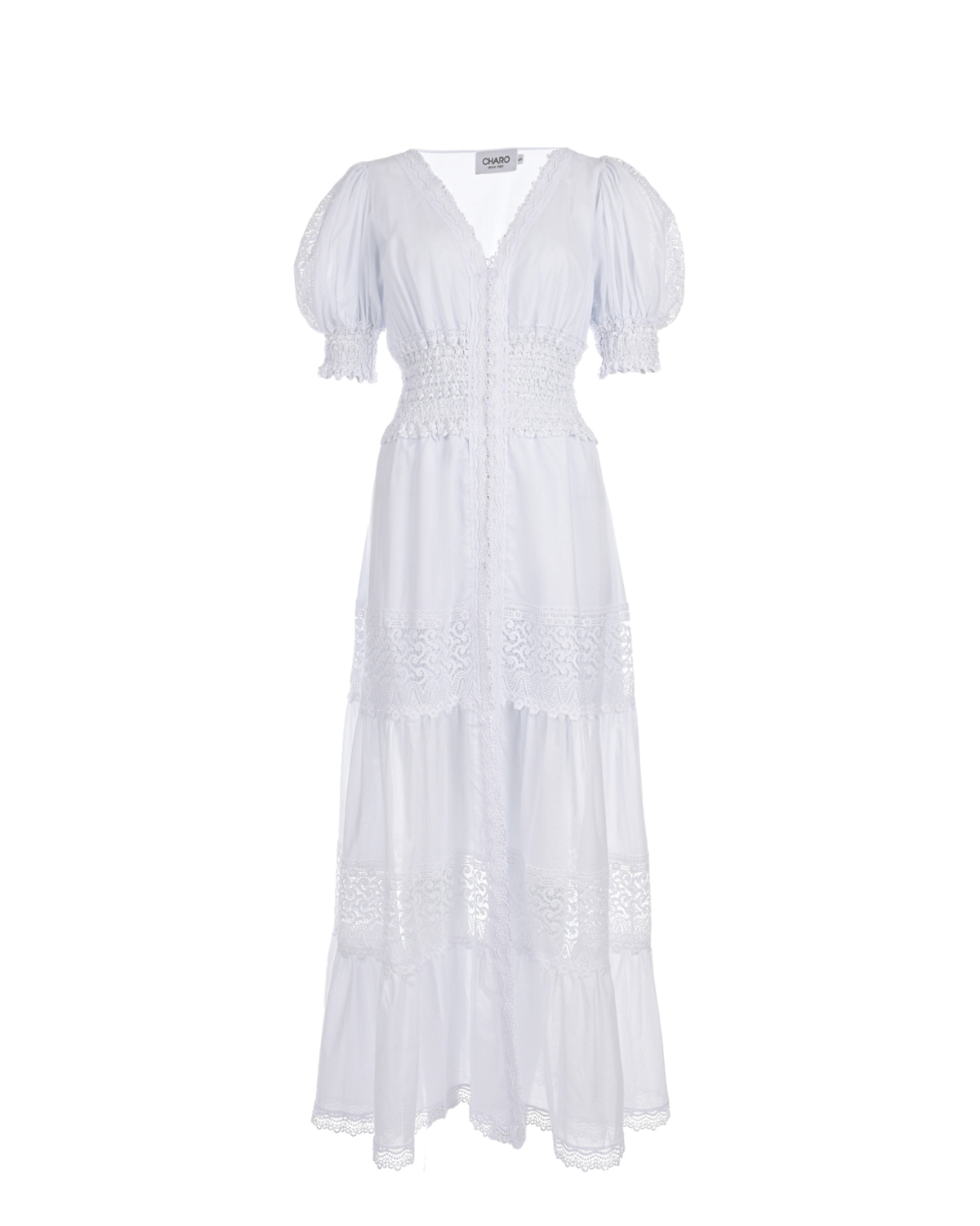 Белое платье с рукавами-фонариками Charo Ruiz