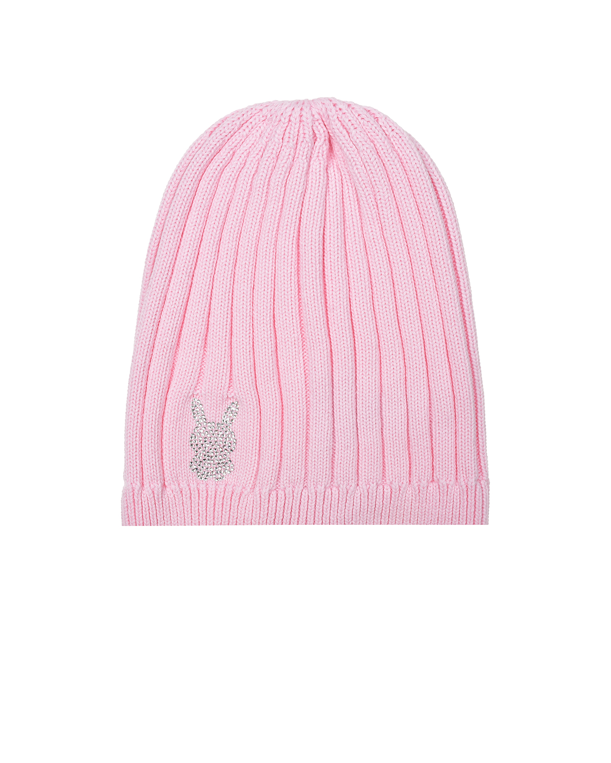 Розовая шапка с зайчиком из стразов Chobi, размер 55, цвет розовый