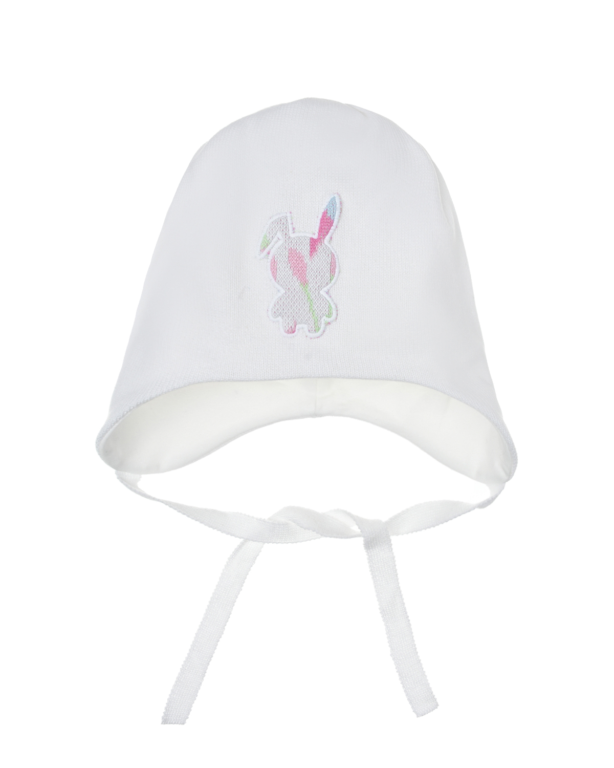 Белая шапка с аппликацией "зайчик" Chobi, размер 53, цвет розовый