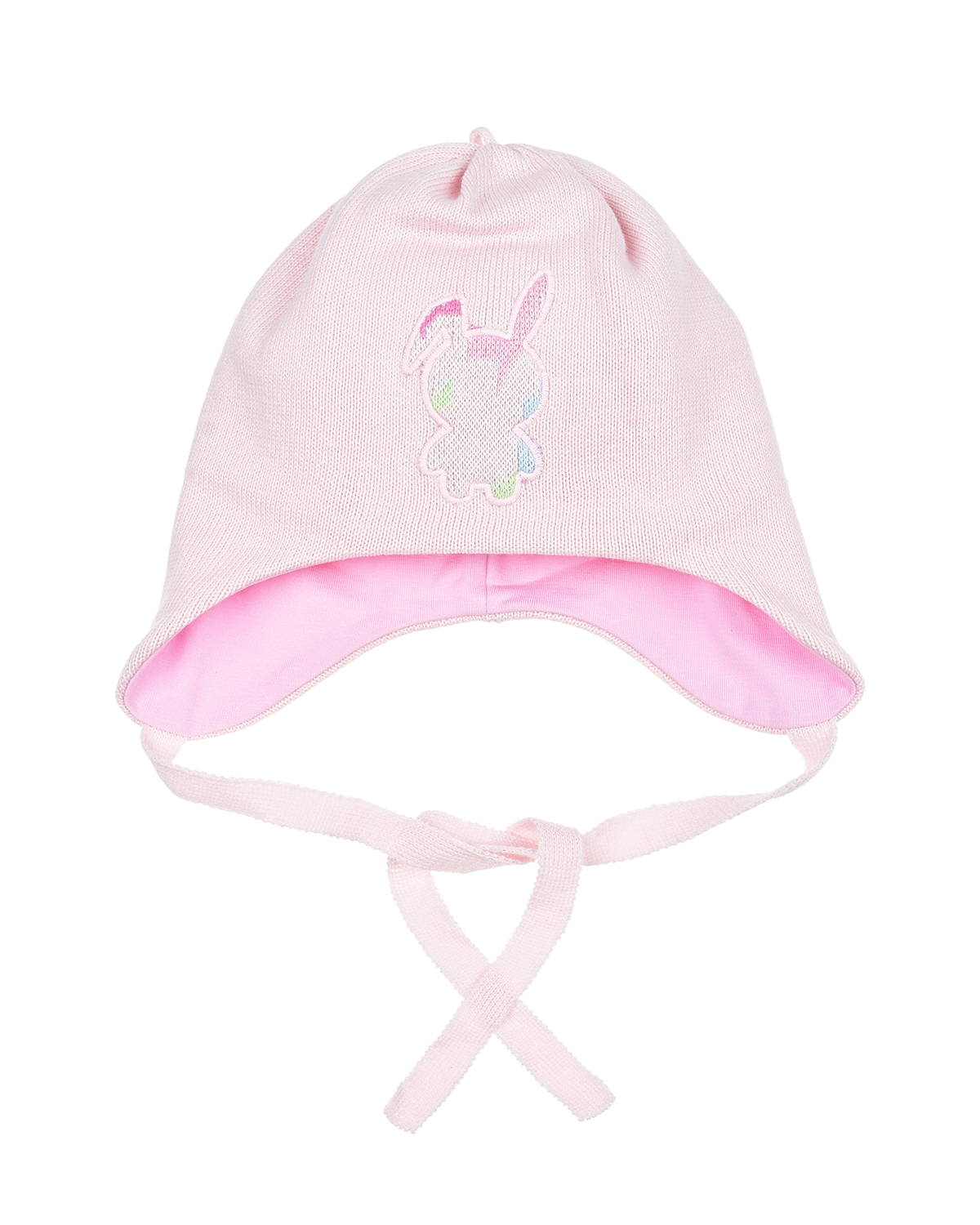 Розовая шапка с аппликацией "зайчик" Chobi, размер 49, цвет розовый