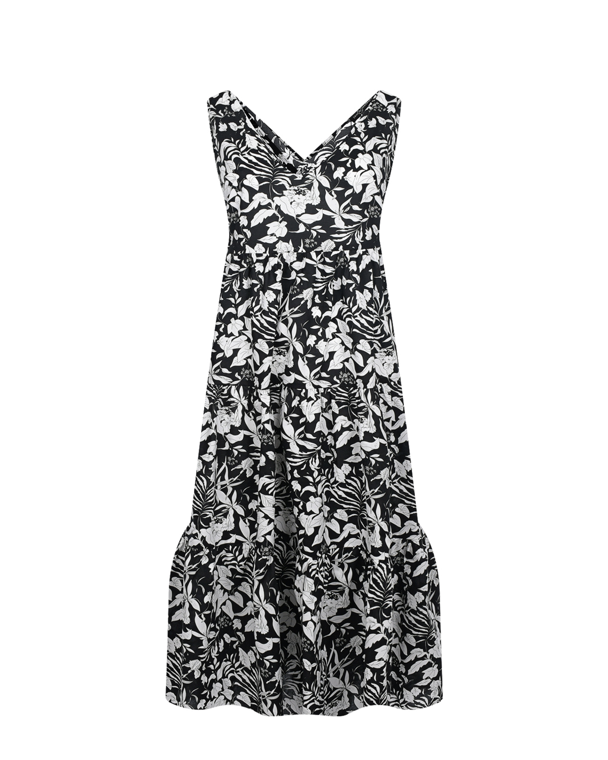 Черное платье с белым цветочным принтом Dan Maralex, размер 42 - фото 1
