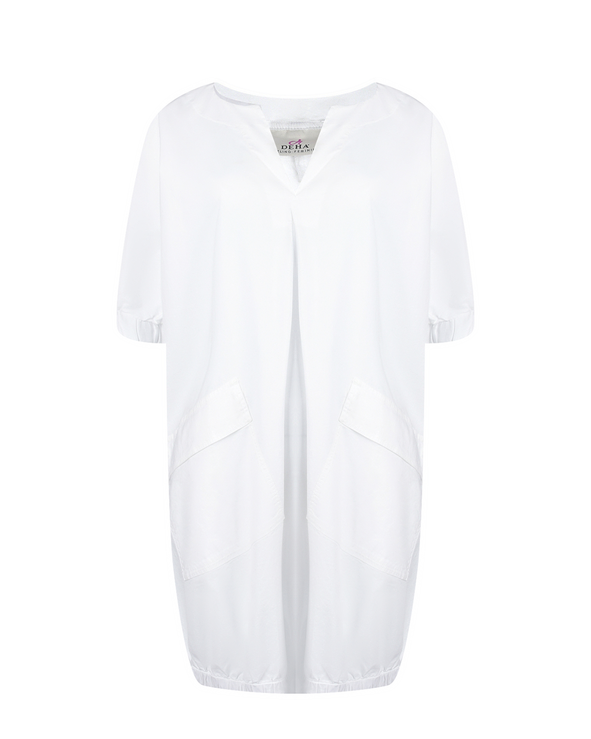 Белое платье-футболка с накладными карманами Deha