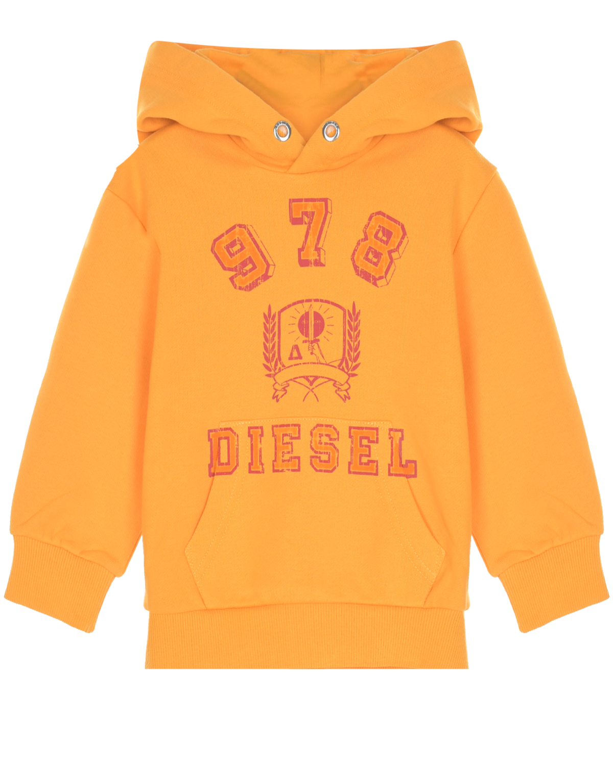 Оранжевая толстовка-худи с лого Diesel