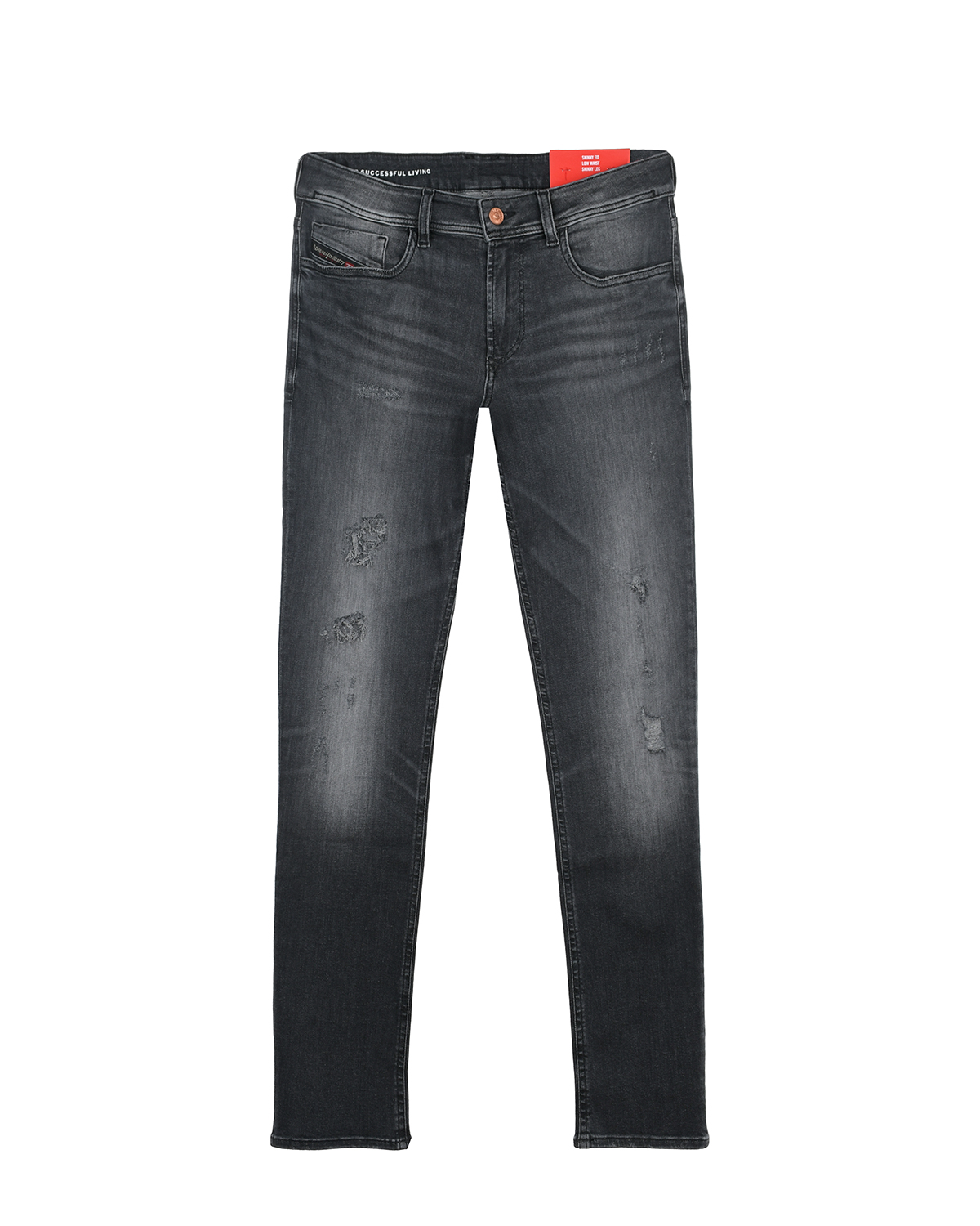 Темно-серые джинсы с разрезами Diesel джинсы slim темно синие
