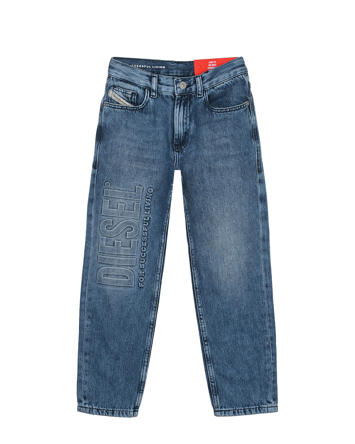Синие джинсы с лого в тон Diesel, размер 128, цвет синий