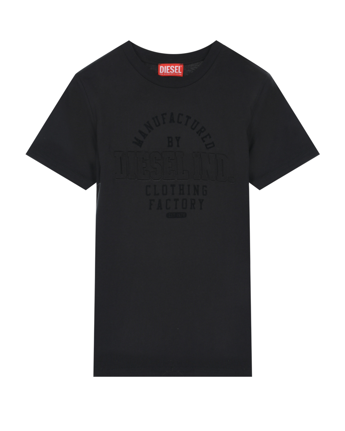 Черная футболка с лого в тон Diesel, размер 140, цвет черный