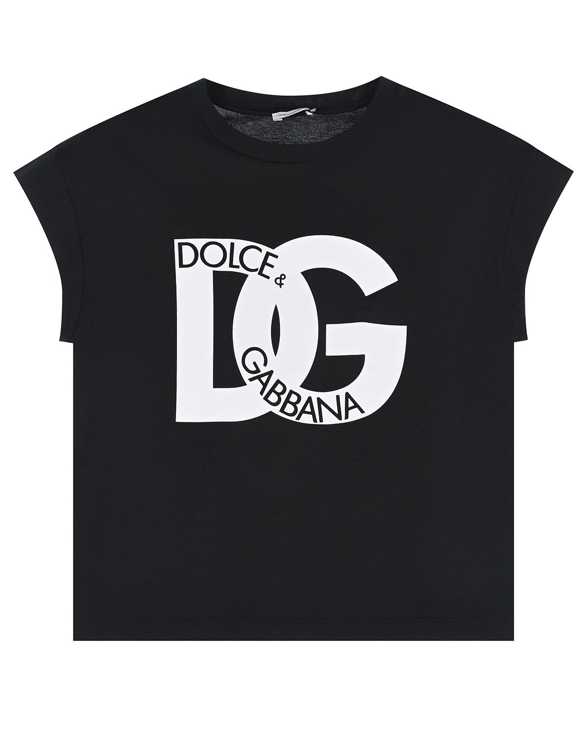 Черная футболка с крупным белым лого Dolce&Gabbana футболка с леопардовым лого moschino
