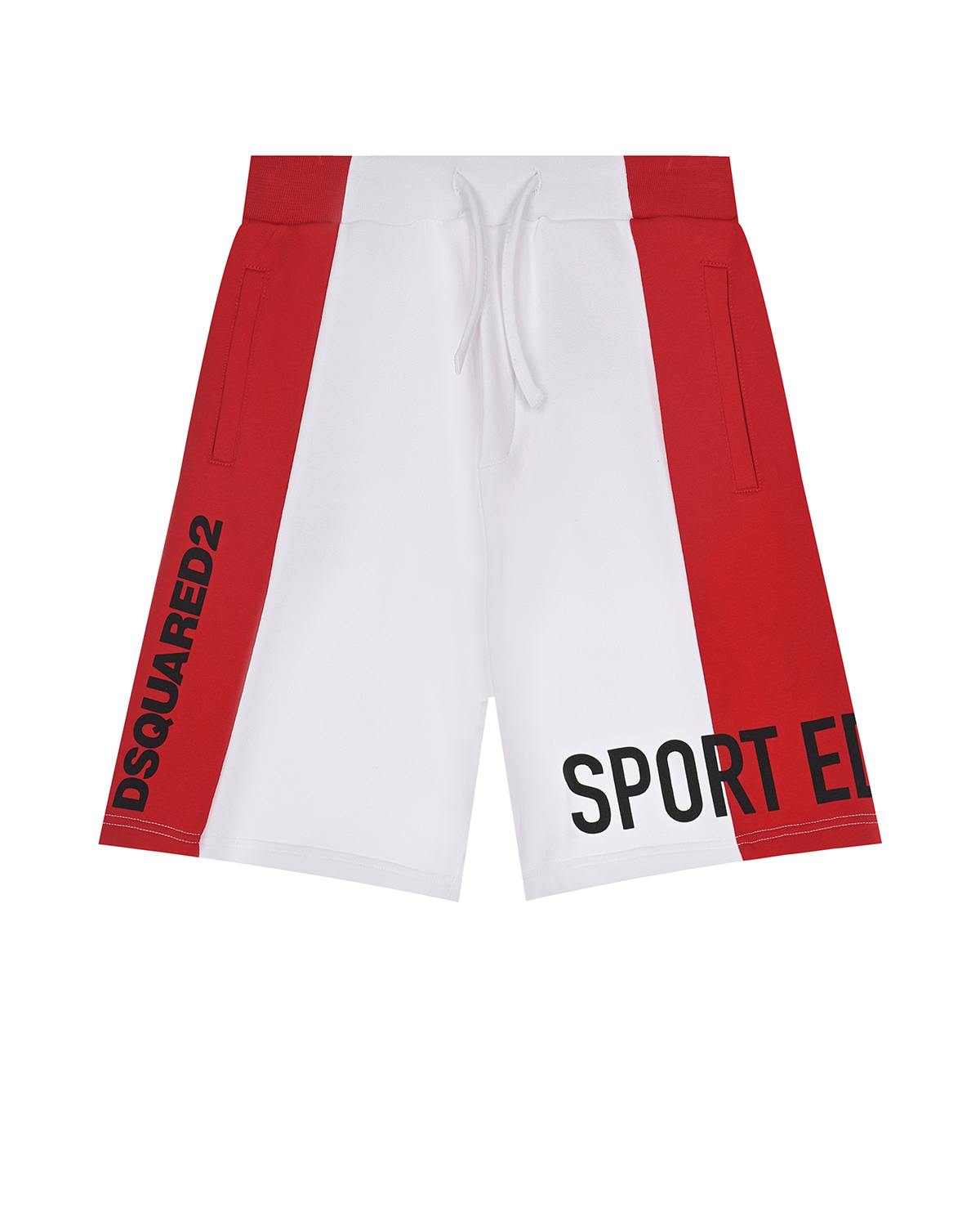 Красно-белые шорты с принтом "SPORT EDTN.07" Dsquared2, размер 128, цвет мультиколор