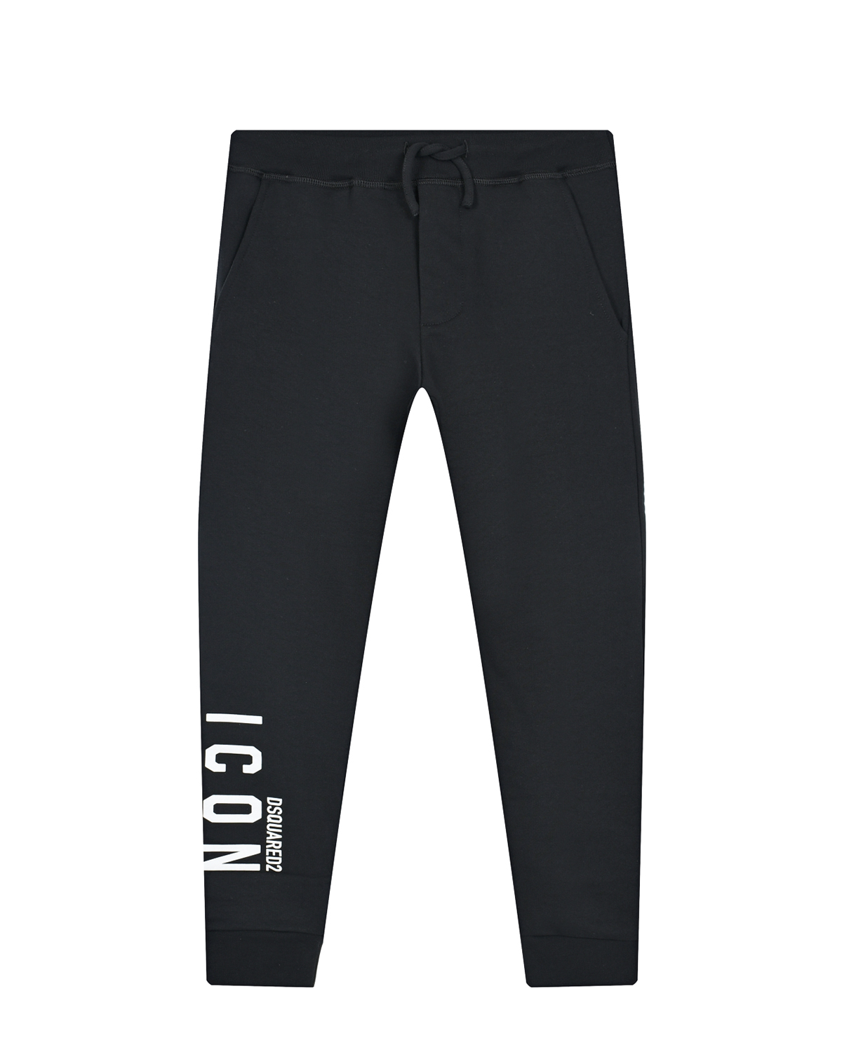 Черные спортивные брюки с белым принтом "ICON" Dsquared2, размер 152, цвет черный
