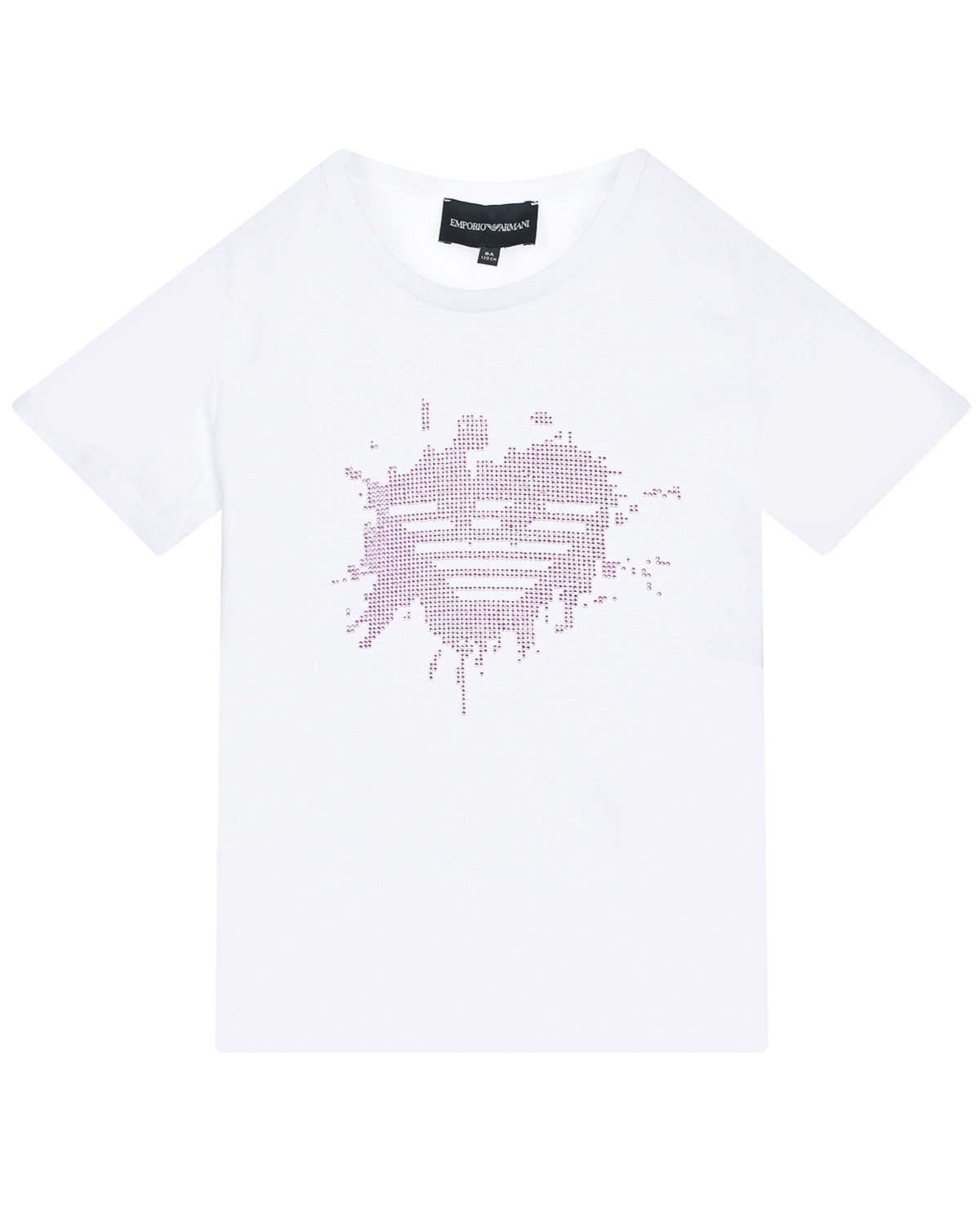 Белая футболка с лого из стразов Emporio Armani