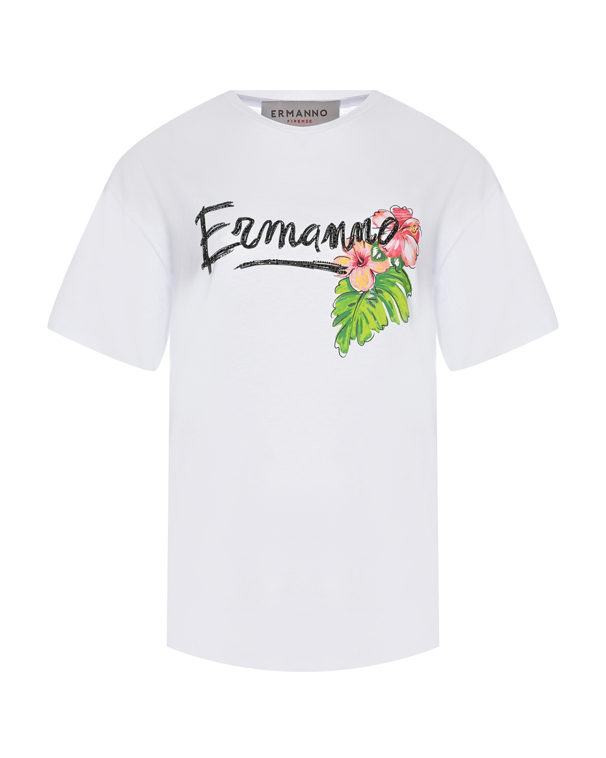 Белая футболка с принтом "гавайские цветы" Ermanno Firenze