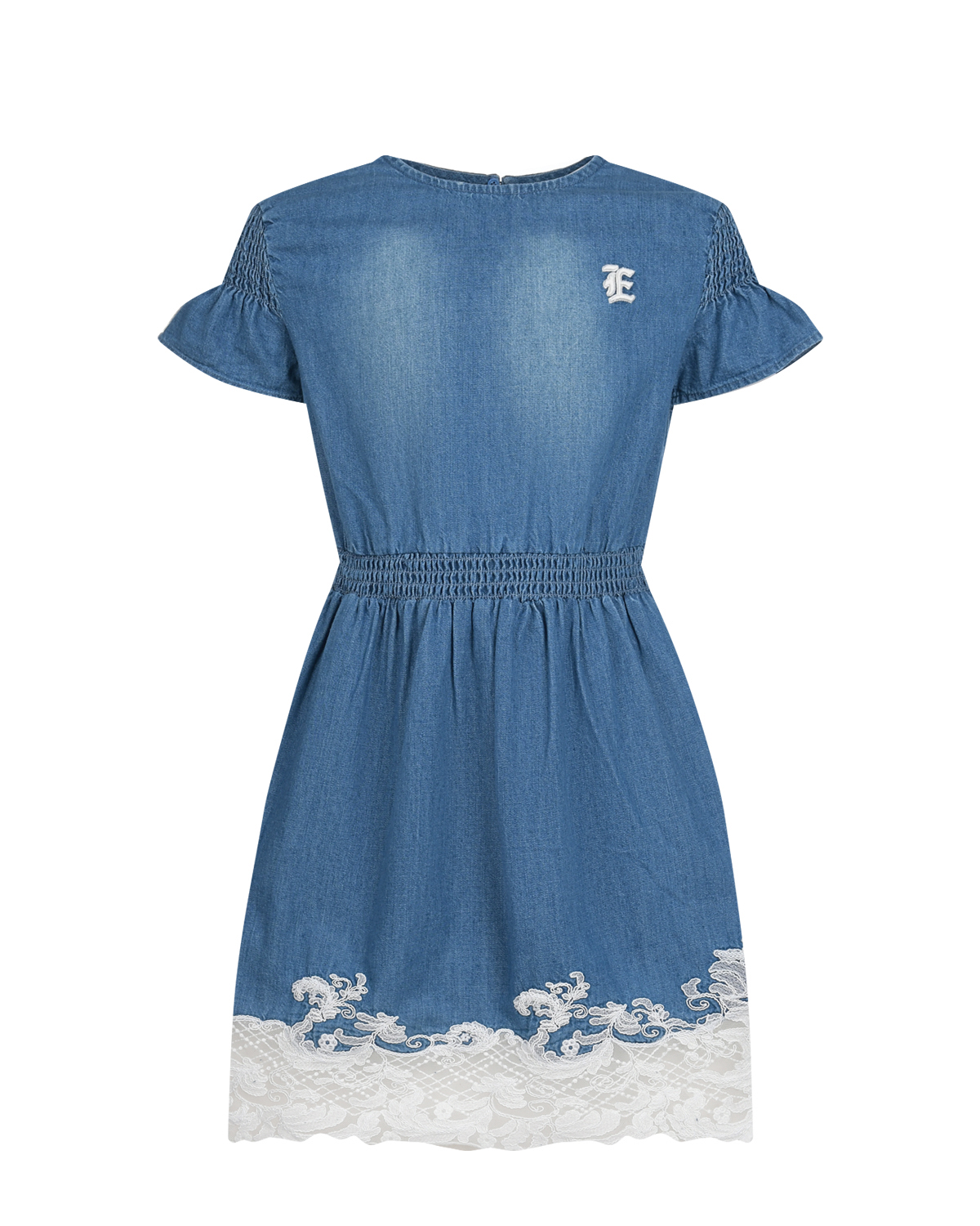 Джинсовое платье с ажурной вышивкой Ermanno Scervino, размер 164, цвет синий - фото 1
