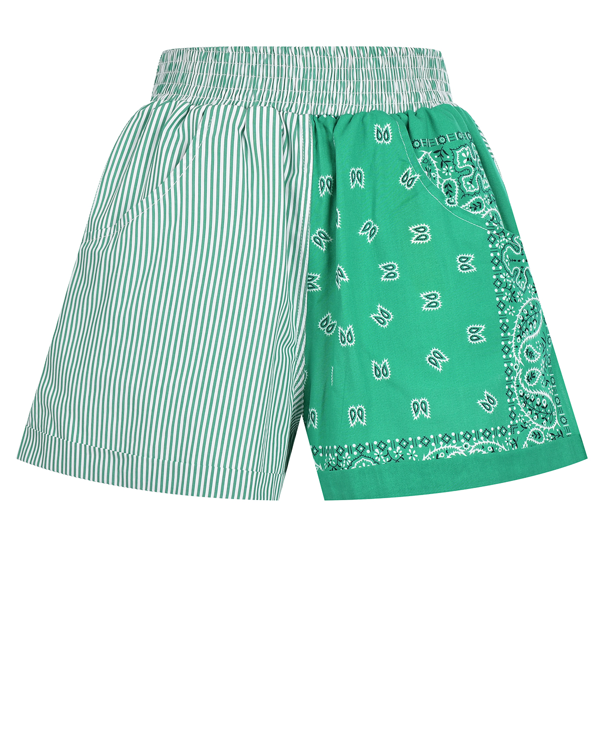 Бело-зеленые шорты в стиле patchwork Forte dei Marmi Couture