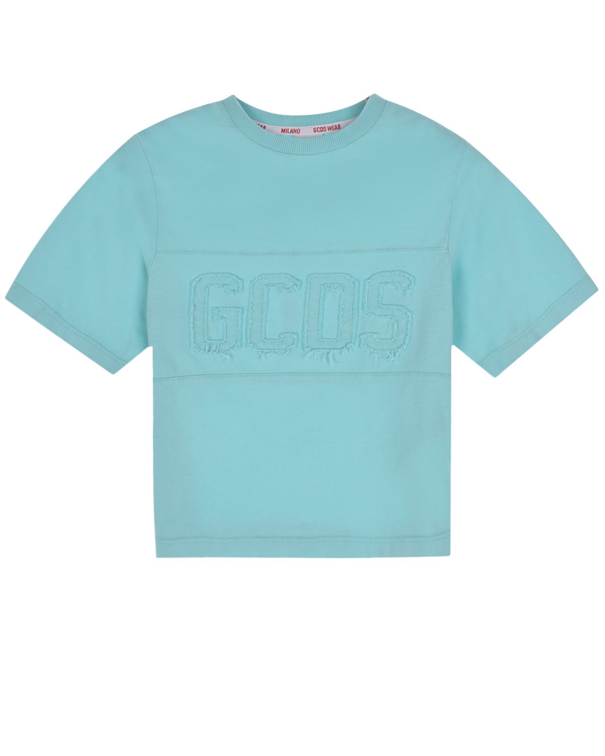 Голубая футболка с лого в тон GCDS