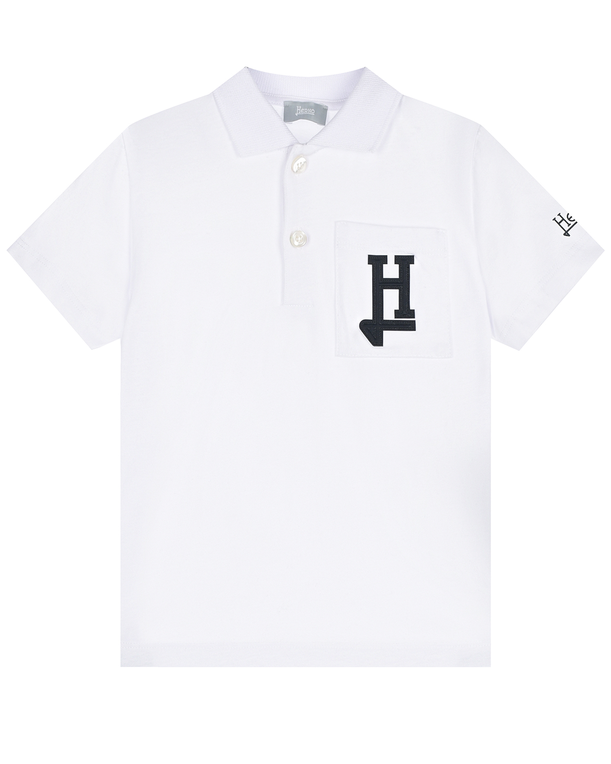 Белая футболка-поло с лого Herno ярко синий стеганый жилет herno