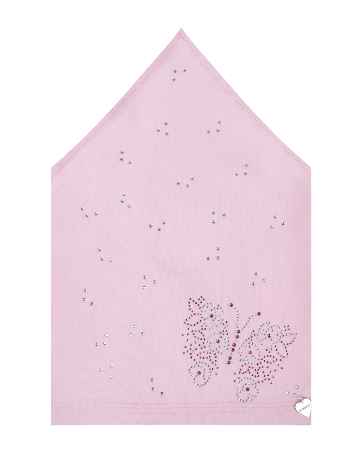 Розовая косынка с бабочкой из стразов Il Trenino, размер 52/54, цвет розовый