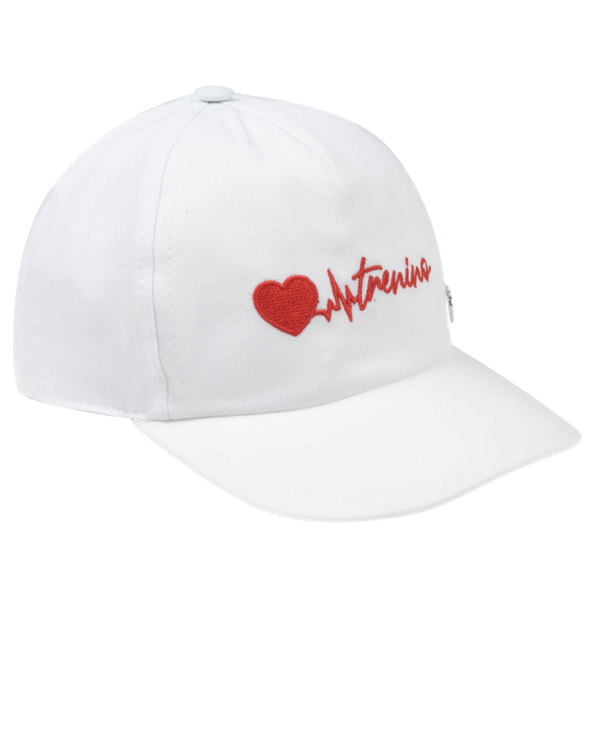 Белая кепка с вышитым сердцем и лого Il Trenino белая шапка в розовую звездочку il trenino